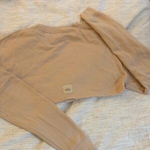 Alo Tan Cropped Sweatshirt - Size S